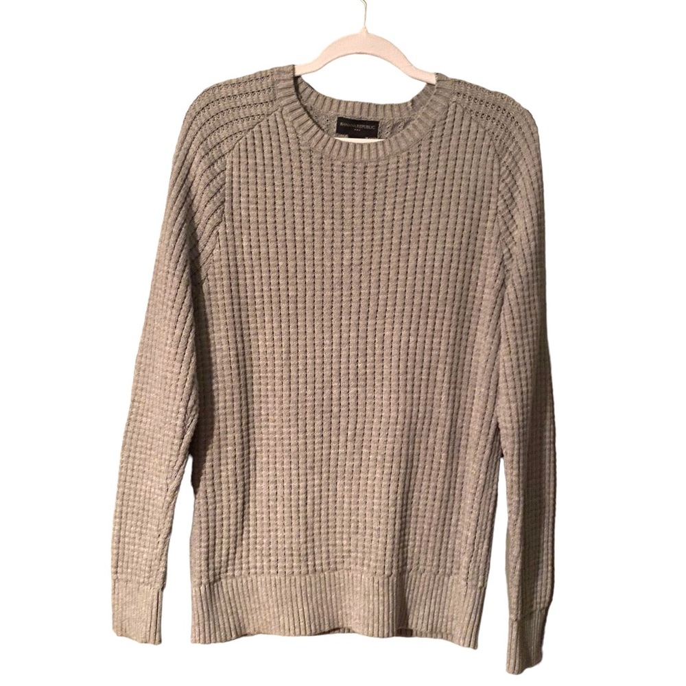 Banana Republic Women’s Sweater 100% Cotton Size M Silver Gray Ribbed